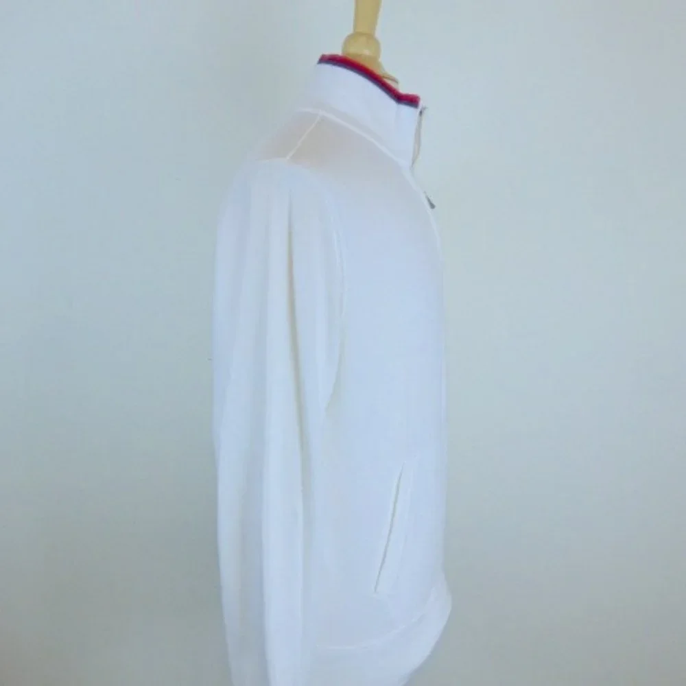 POLO BY RALPH LAUREN 100% COTTON knit white red blue zip pullover Sweater top S